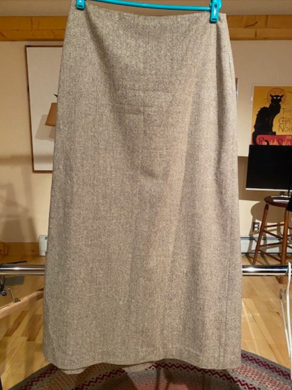 Brooks Brothers Womens Maxi Worsted Wool Cream Tweed lined skirt SZ 10, back zip